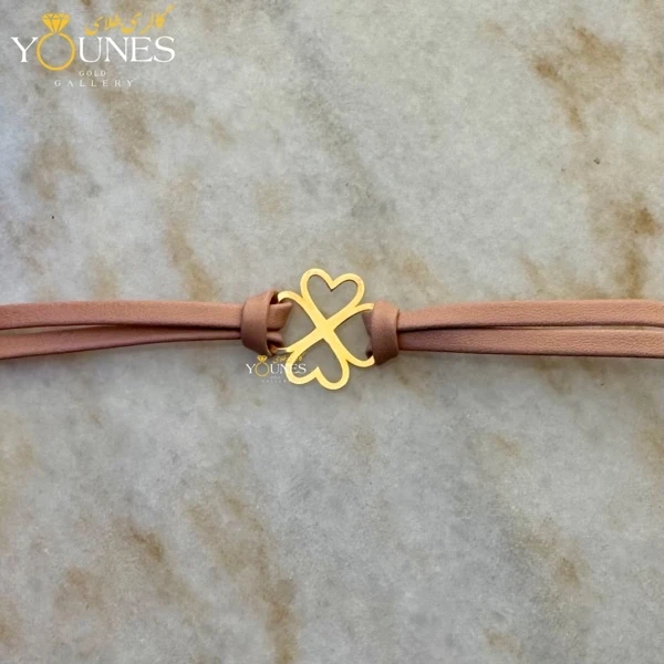 دستبند طلا چرم دولاین شبدر